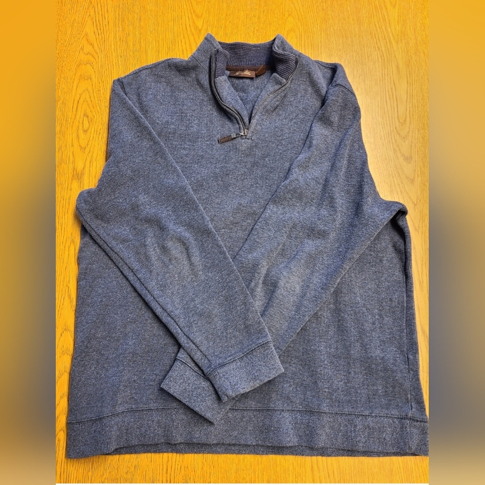 Tasso Elba Blue Quarter-Zip Pullover Sweater Mens Size XL